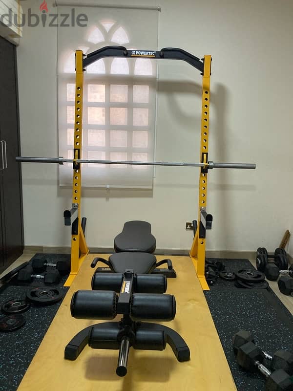 Powertec Rack with Bench and deadlift platform Almost New 2