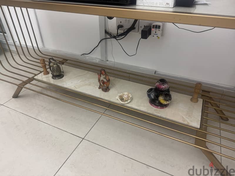 Tv  stand  (golden )with shelf 4