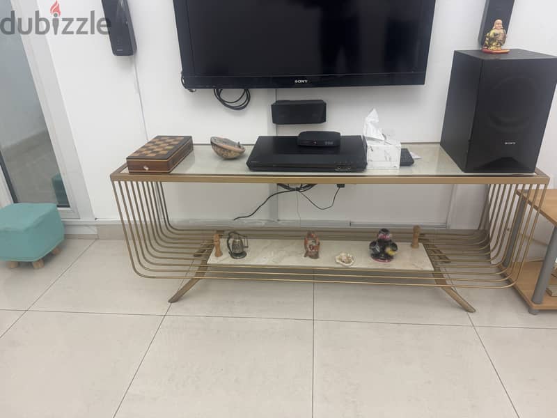 Tv  stand  (golden )with shelf 5