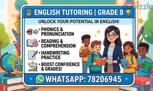 Online Male English Tutor available Till Grade 6th
