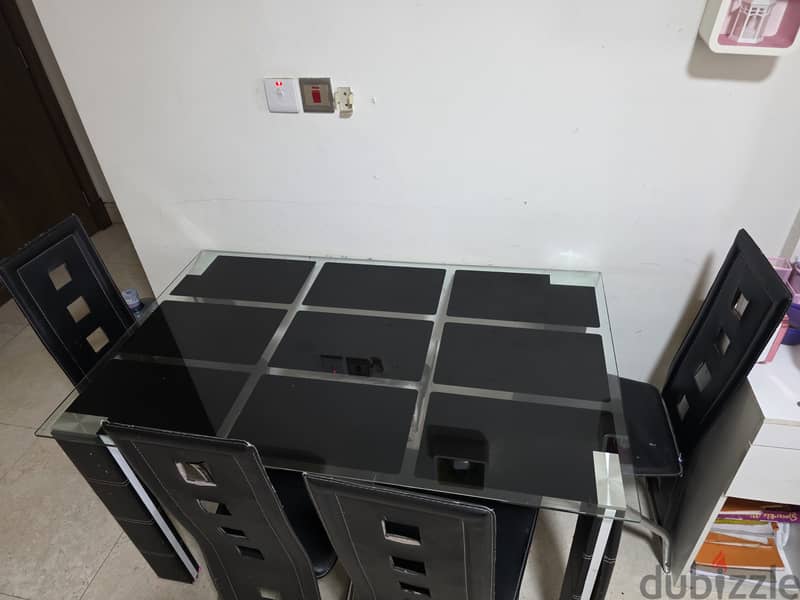 Glass top dining table - with 4 chairs 2