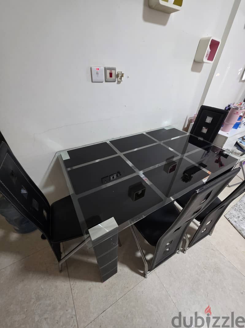 Glass top dining table - with 4 chairs 3