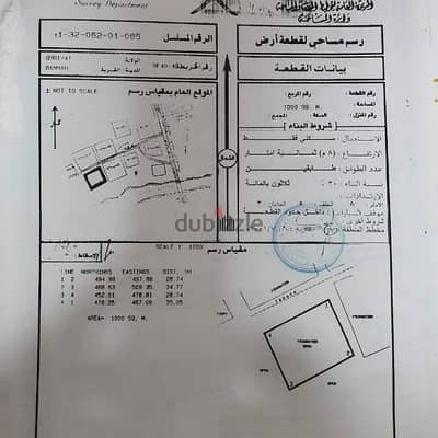 ارض سكنية الف متر للبيع في منطقة بمه ولاية قريات مسقط