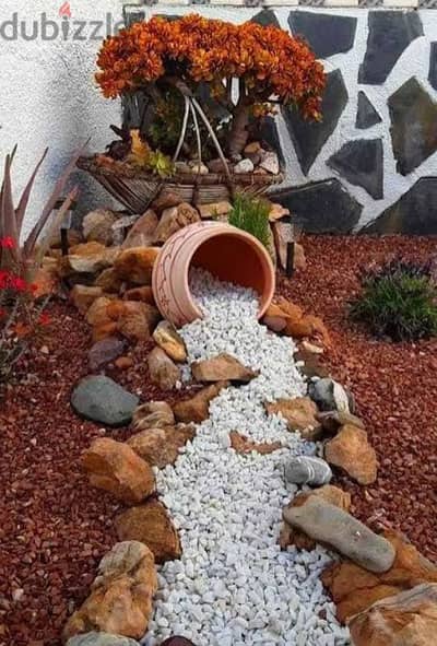 White Pebbles Stones for Garden Decorations, Multiple sizes ,