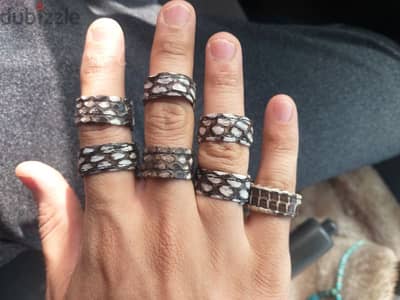 خواتم بجلد ثعبان كوبرا natural king cobra and phthon leather ringt