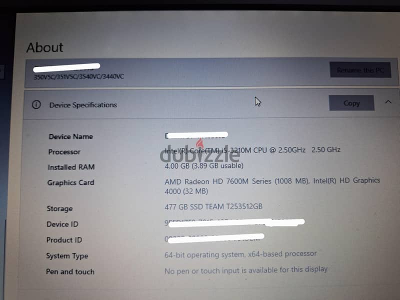 Samsung Laptop intel core i5 with 1GB Graphics (windows 10 original) 6