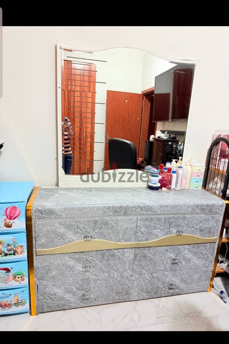 Bed with metress with free side table & dressing 1