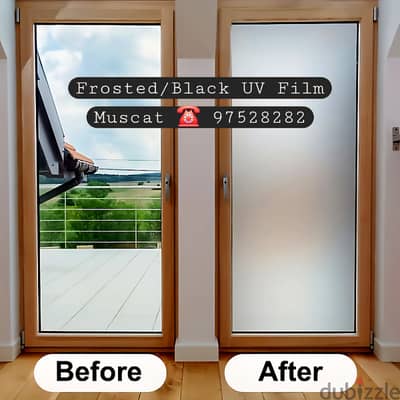 Black UV sun protection film, Frosted or Blackout Privacy Sticker, Printing Logo Design Sticker ///