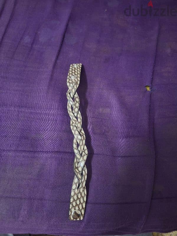 natural cobra snake skin leather bracelet with two locks 1
