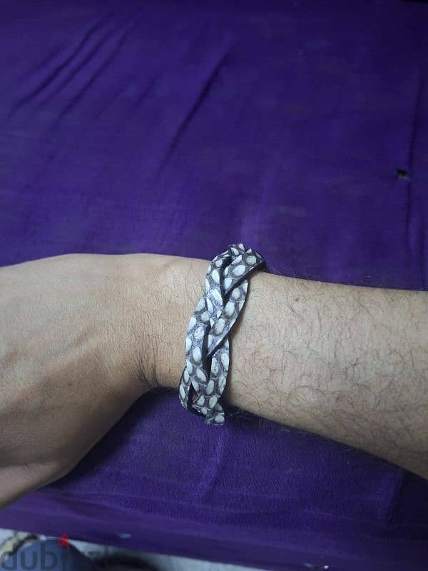 natural cobra snake skin leather bracelet with two locks 2