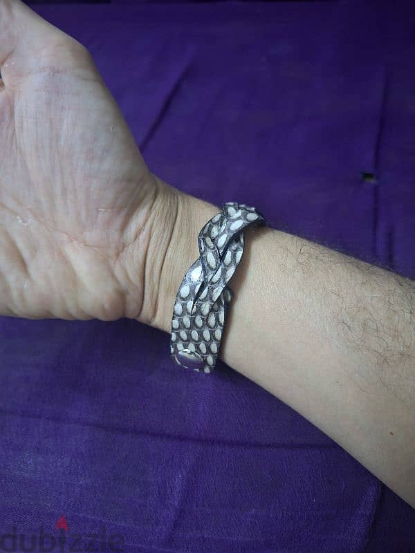 natural cobra snake skin leather bracelet with two locks 3