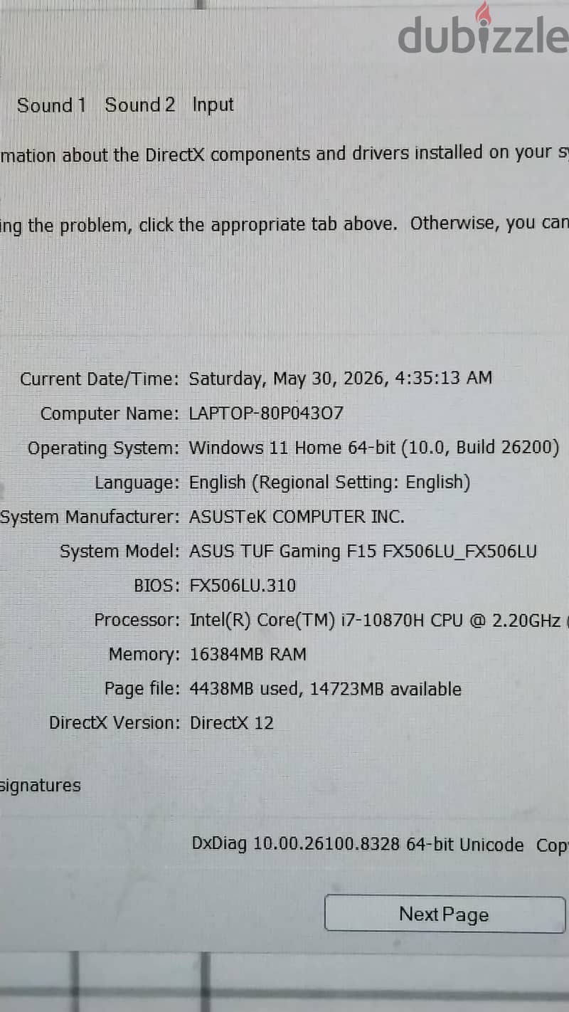 laptop gaming for sale Asus tuf f15 لابتوب جبمنج للبيع 3