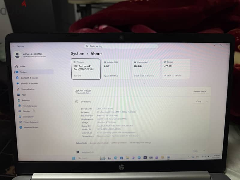 Hp core i5 -512 ssd -8gb ram- 12 th 4