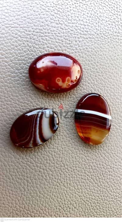 3 Natural Beautiful Sulmani Aqeeq Stones