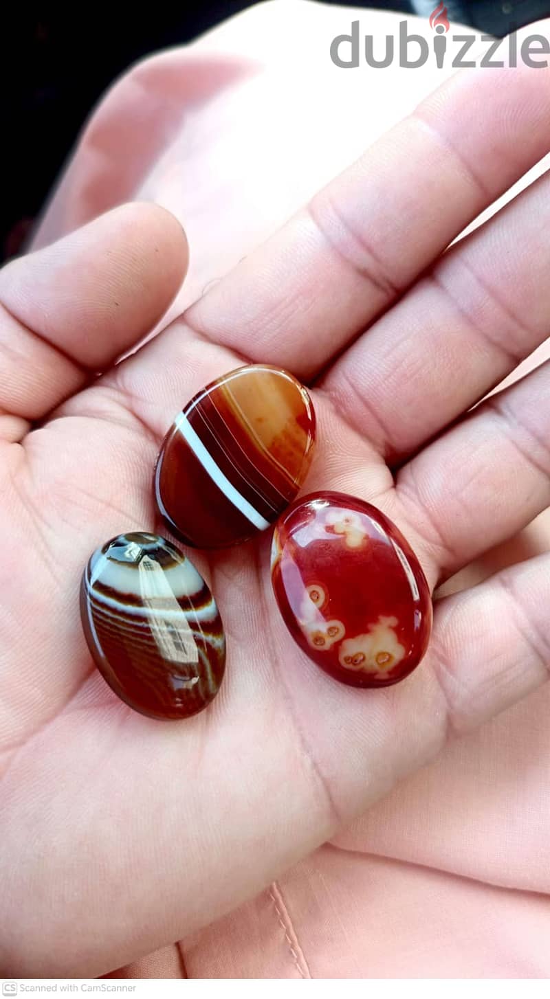 3 Natural Beautiful Sulmani Aqeeq Stones 1