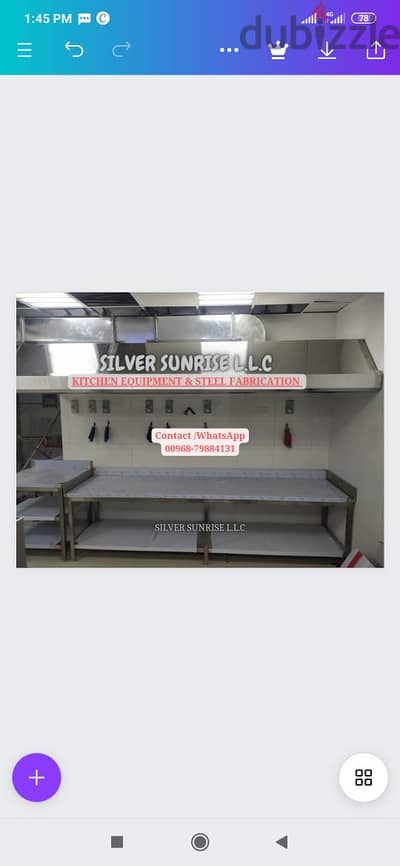 Steel table sink shelf hood and restoration equipments
