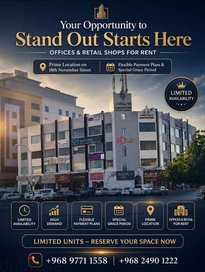 Prime Offices & Retail Shops for Rent on 18th November Street