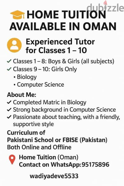 Female tutor available home and private