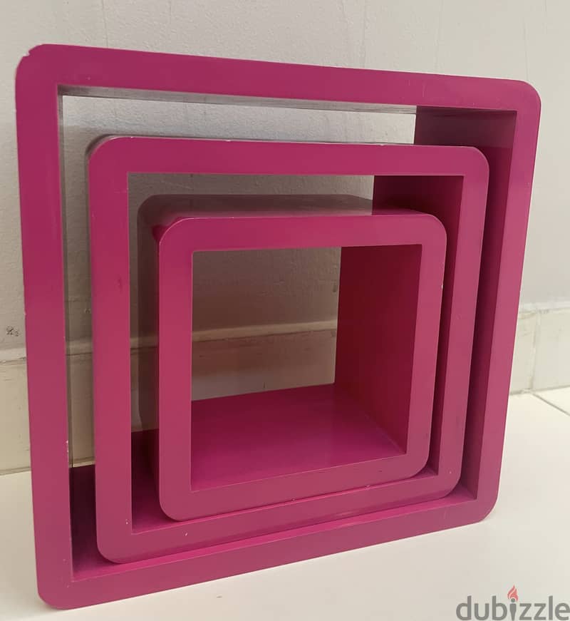 Wooden Pink-Coated Display Shelves 1