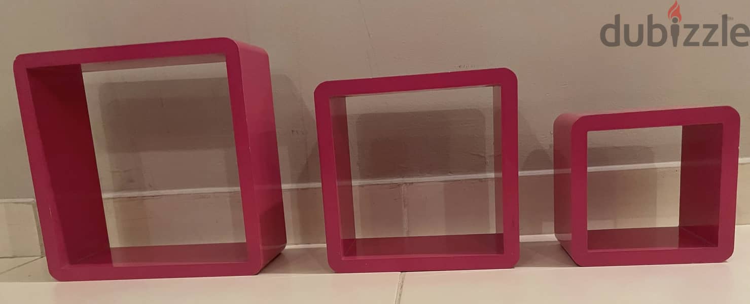 Wooden Pink-Coated Display Shelves 2