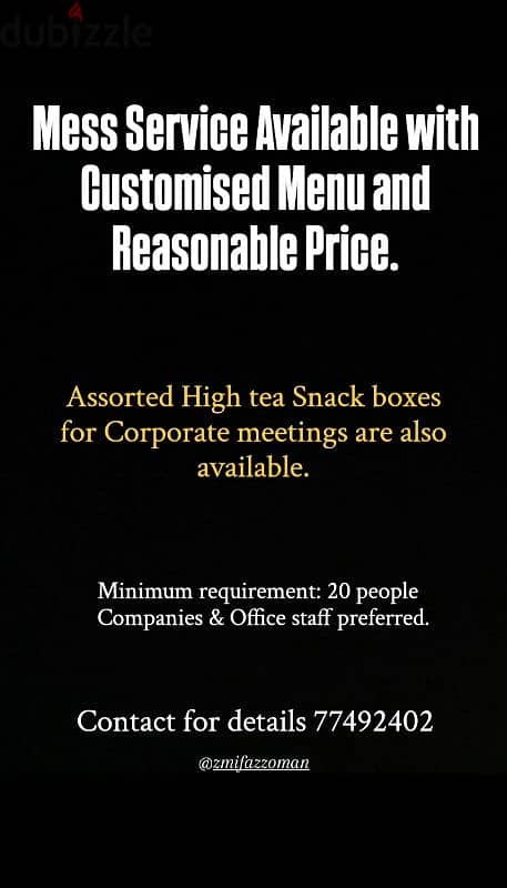 Mess service available (+968 99557947) 1