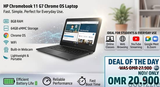HP CHROMEBOOK 11 G7 with 8 GB RAM / 64 GB STORAGE