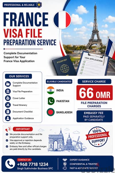 France Visa File Preparation | Documentation Support | 66 OMR