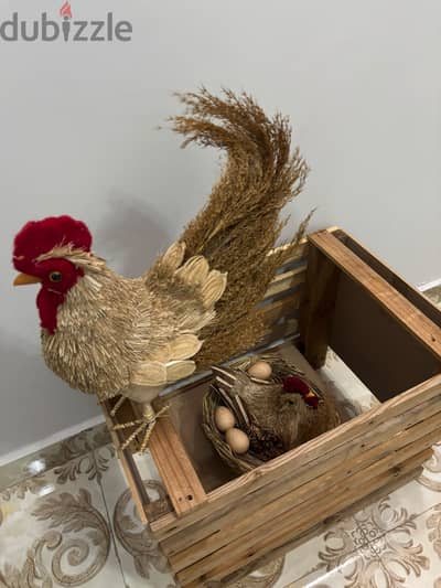 Handmade japanese folk art - Rooster & Hen in nest