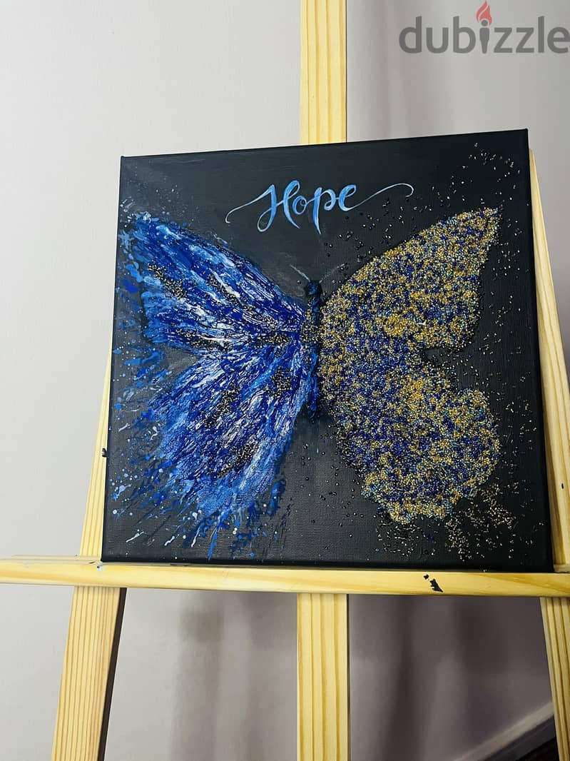 Modern 3D Textured Butterfly "Hope" Canvas Painting - Brand New 1