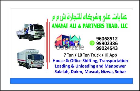 Truck for rent  all Muscat sohar sur Nizaw duqum 9595 26 58