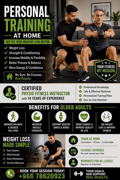 certified physio fitness instructor for home & gym