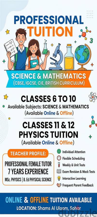 Tuition for science and Mathematics