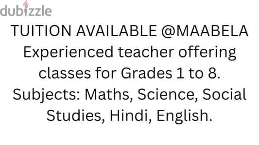 Tuition available at Maabela for all subjects
