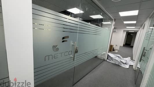 glass partition, frosted glass sticker and digital sticker, signage