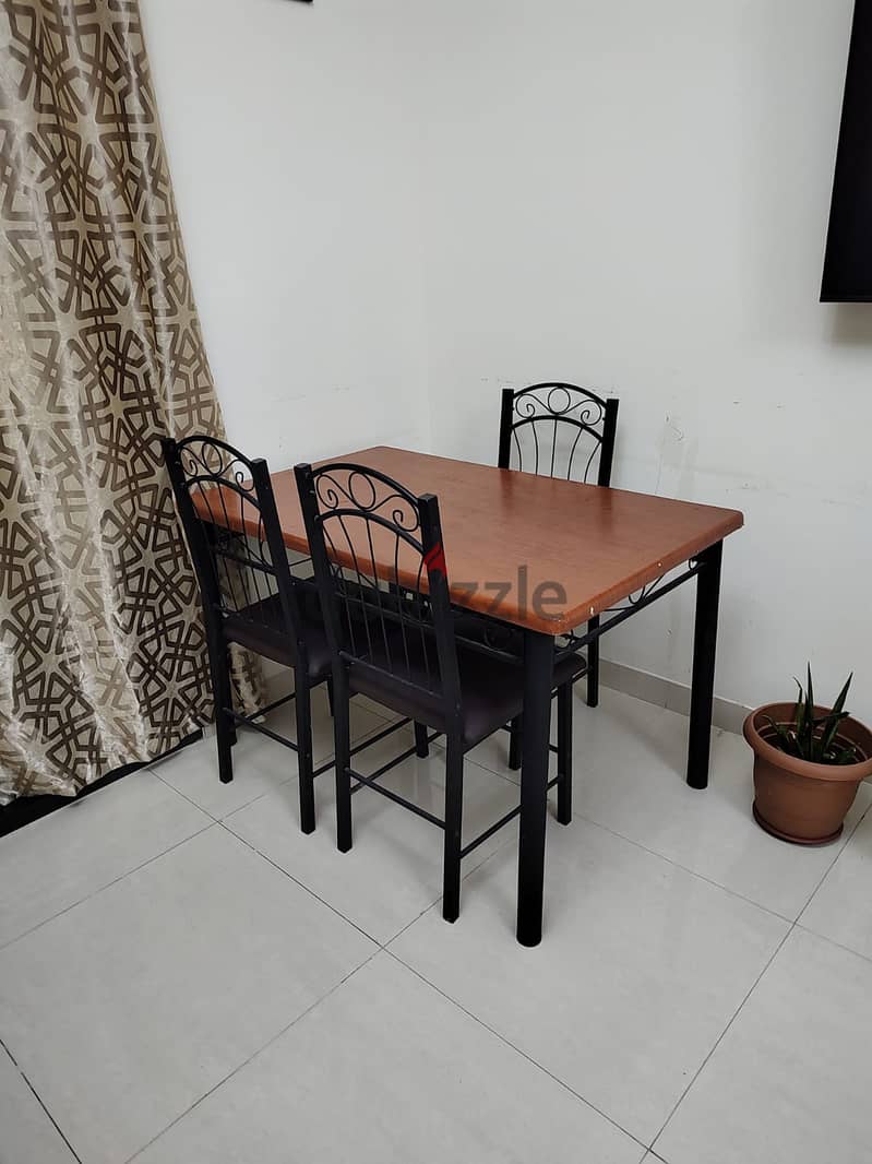 Dining Table with 3 chairs+Tea Poy free- 20OMR 2