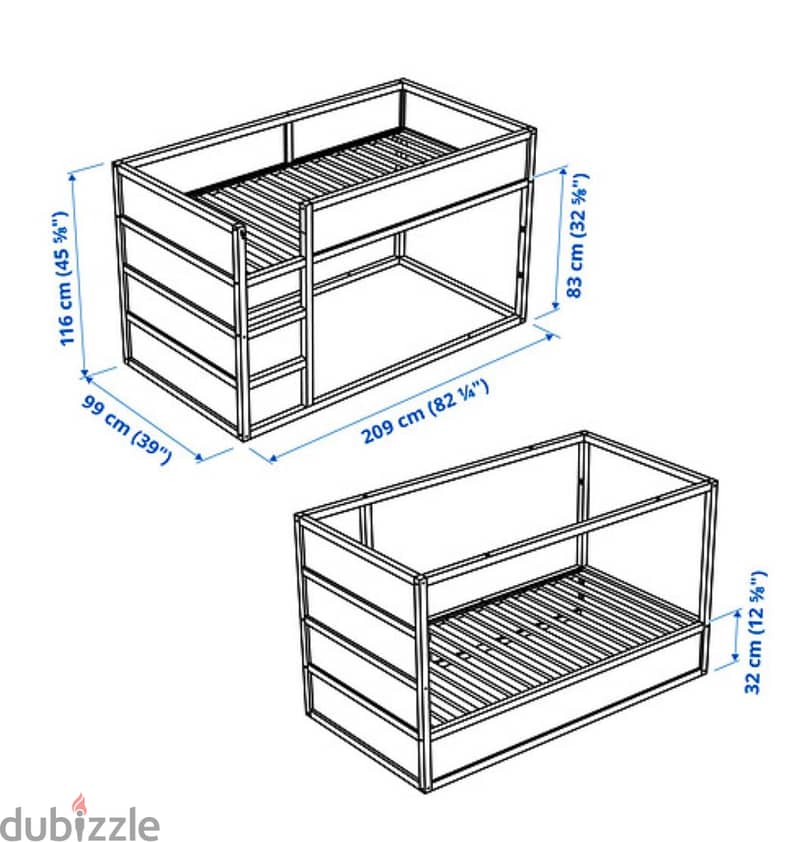 Reversible Bed 90/200cm size 1