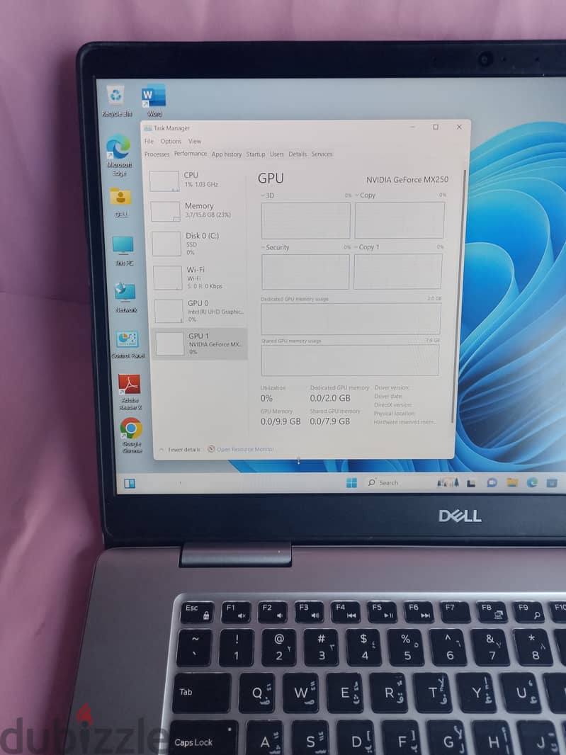 DELL 15 INCH SCREEN 2GB NVIDIA GRAPHICS CORE i7 16GB RAM 512GB SSD 8th GENERATION 1