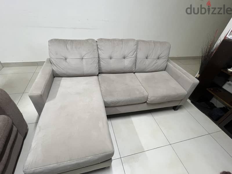 sofa from pan 3 seats with a stool which converts into a one side bed 4