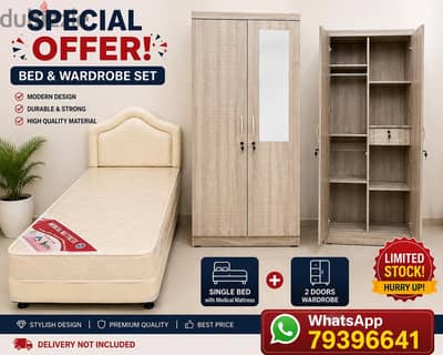 SPECIAL OFFER – SINGLE BED + MATTRESS + 2-DOOR WARDROBE