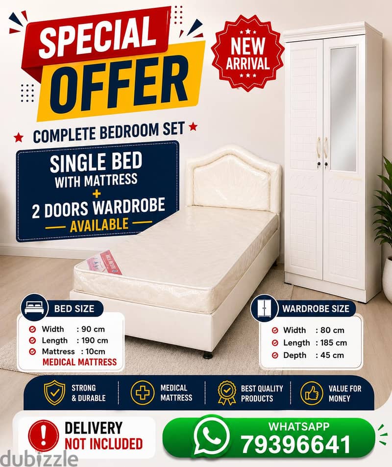 SPECIAL OFFER – SINGLE BED + MATTRESS + 2-DOOR WARDROBE 1