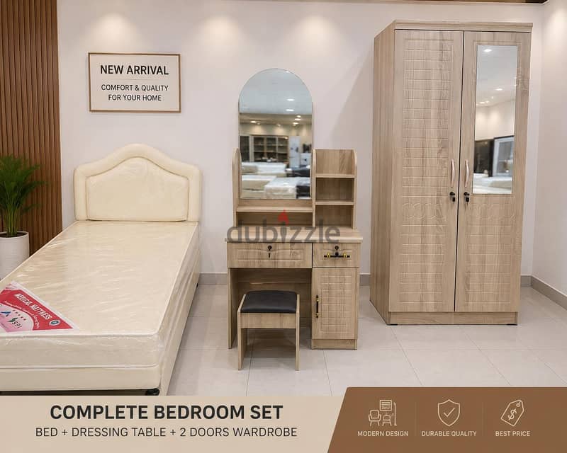 New bed with mattress 2 doors cupboard and dressing table 4