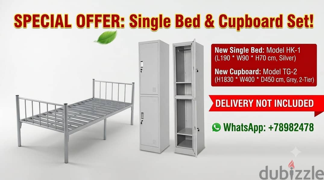 New Steel Single Bed + Single Door Cupboard Available 4