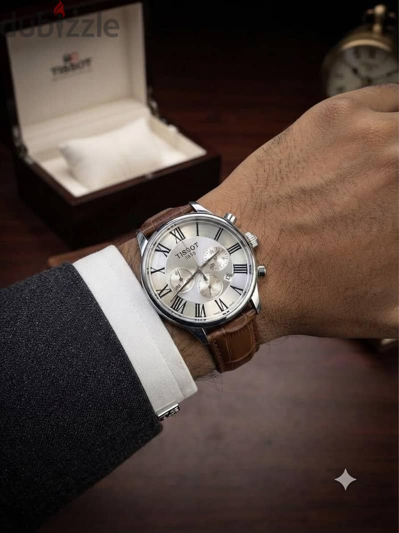 Tissot Leather Chrono working premium copy  watch 1