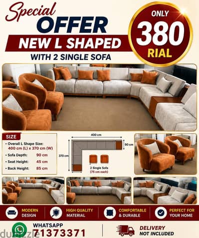 special new L shaped with 2 chair available