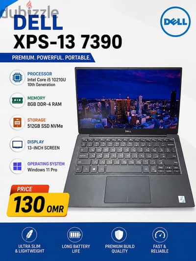 DEL XPS-13 7390 CORE i5 10210U 10th GENERATION 8GB RAM DDR-4 512GB SSD