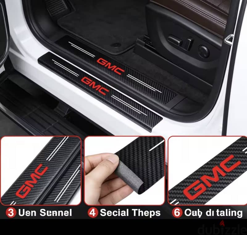 Carbon fiber door foot sticker for GMC 4