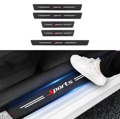 5 pcs carbon fiber foot door sticker universal