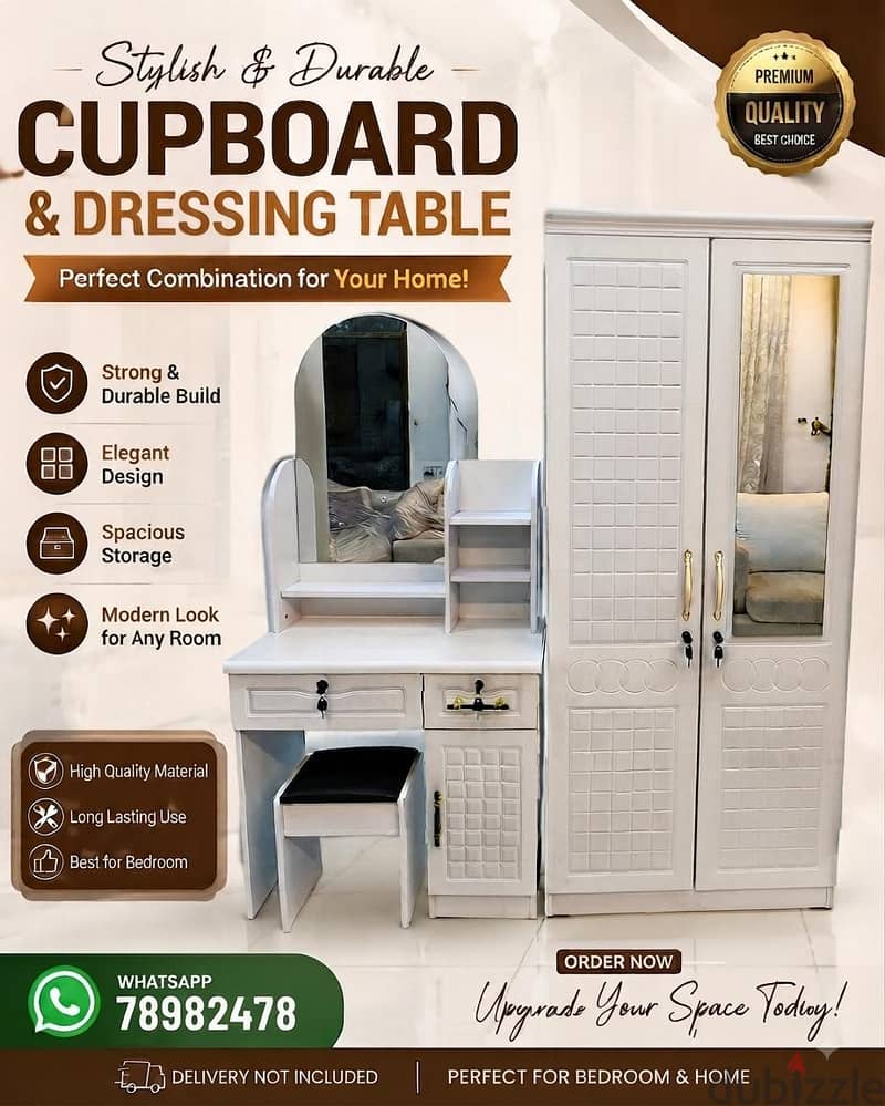 New 2 Doors Wardrobe + Dressing Table Available 2