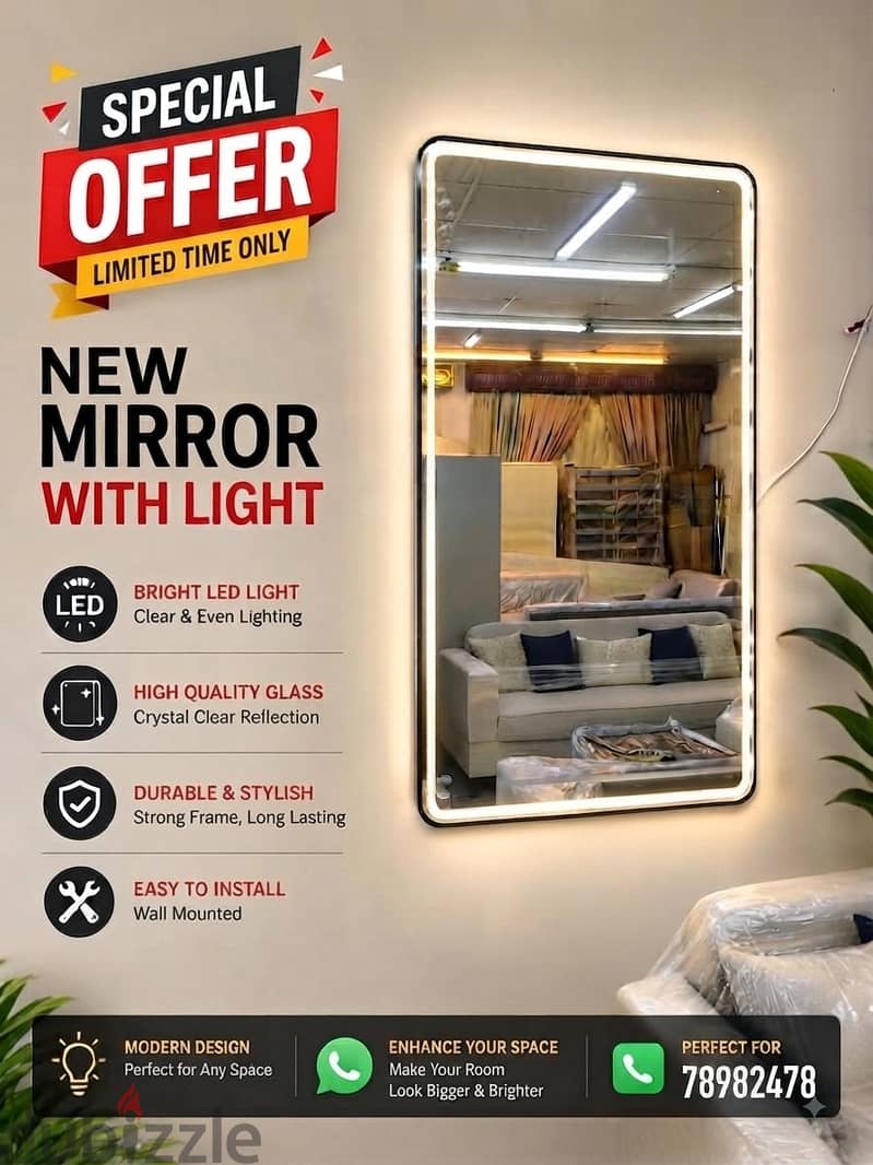 New mirror with light available. all r not same degsin and not 3
