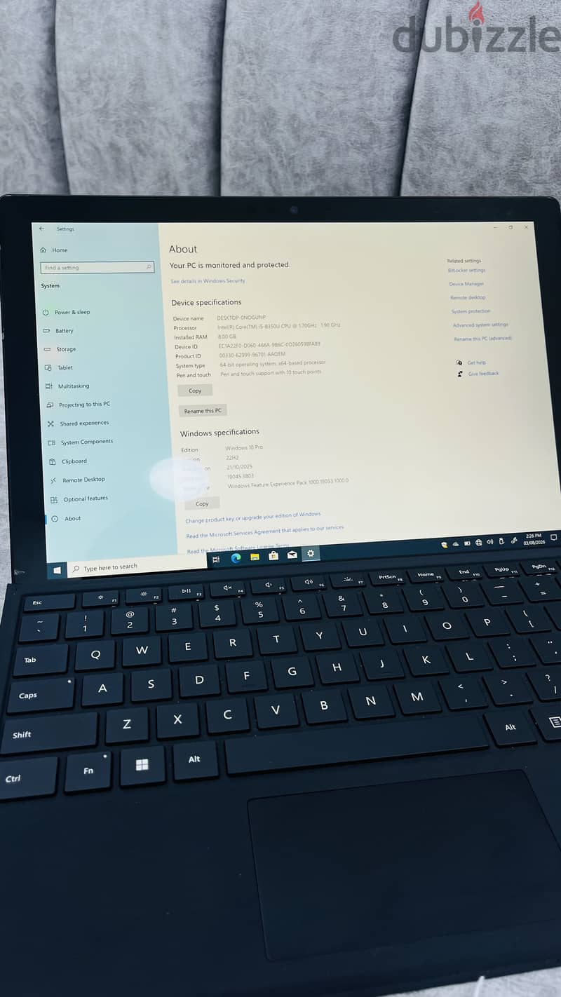 / microsoft surface pro 6  8 RAM  256 SSD Intel core i5 7
